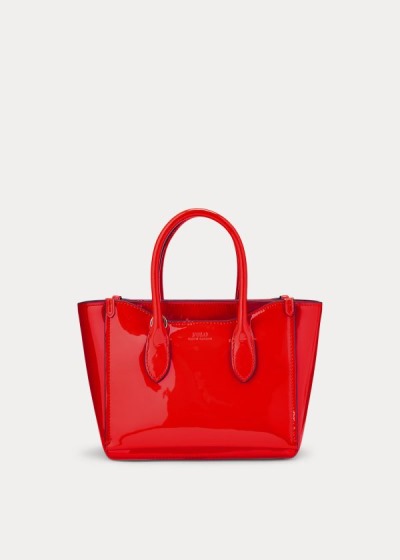 Satchel Polo Ralph Lauren Mujer Rojos - Patent Mini Sloane - PVUJE9187